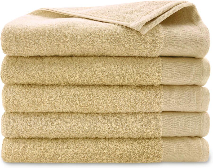Walra Set van 5 badlakens soft cotton maisgeel 70x140 cm