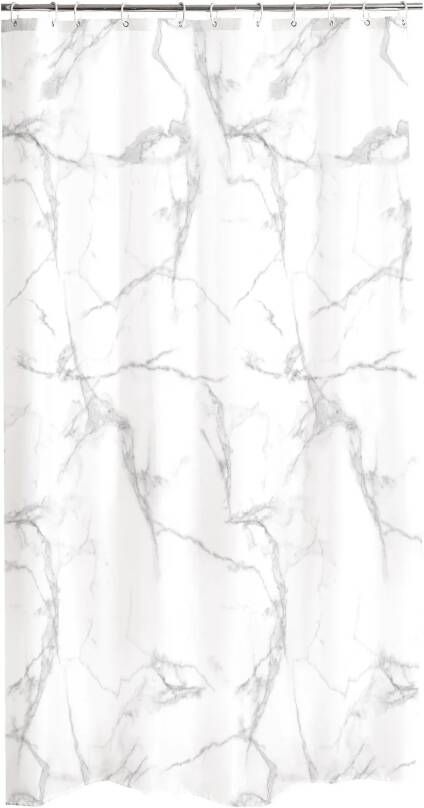 Wicotex Douchegordijn 180x200 textiel Marmer wit.