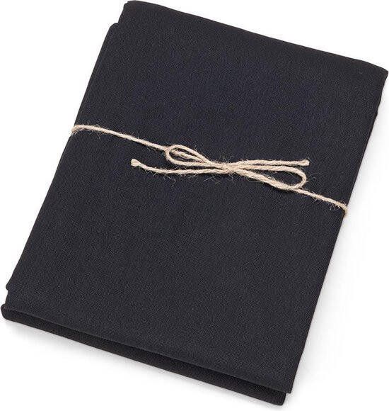Merkloos Zwart tafelkleed van polyester katoen rond 160 cm Feesttafelkleden