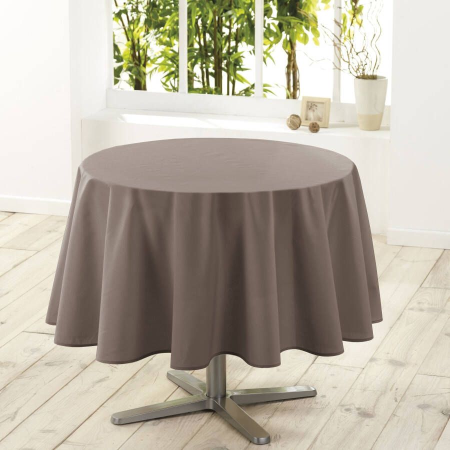 Wicotex Eettafel tafelkleed rond taupe polyester Dia 180 cm Tafellakens