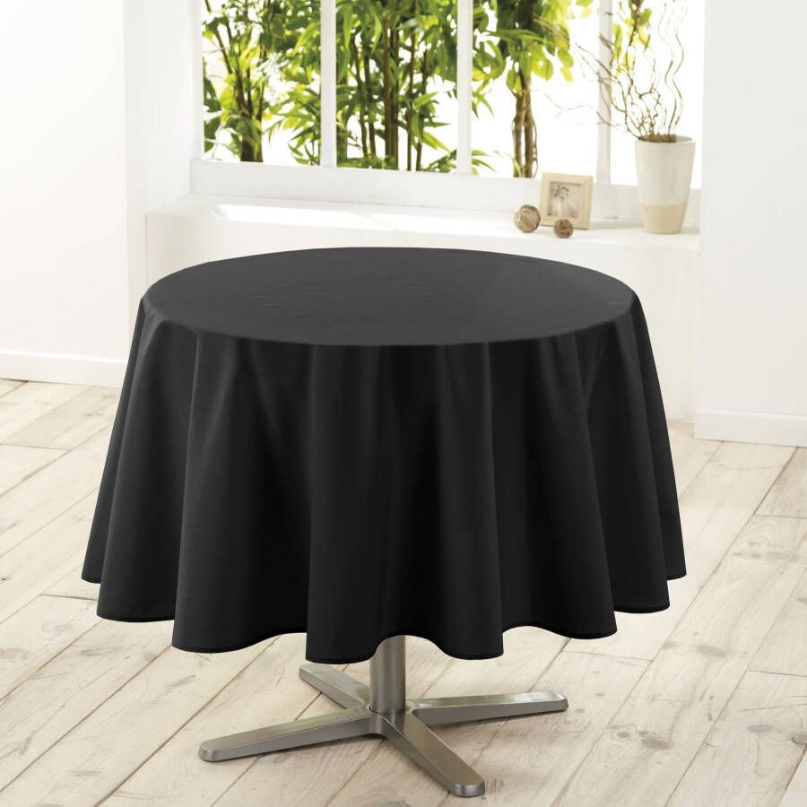 Wicotex Eettafel tafelkleed rond zwart polyester Dia 180 cm Tafellakens