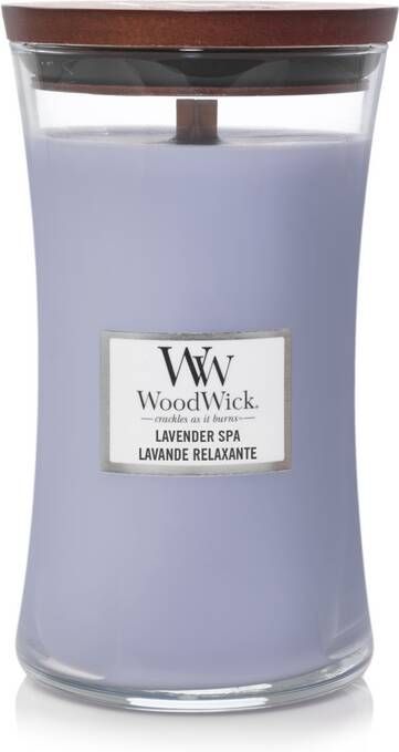 Woodwick Geurkaars Large Lavender Spa 18 cm ø 10 cm