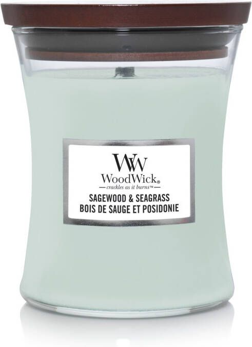 Woodwick Geurkaars Medium Sagewood & Seagrass 11 cm ø 10 cm - Foto 2