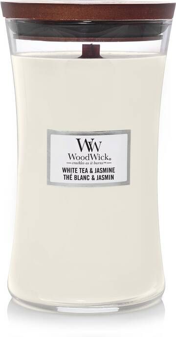 Woodwick Geurkaars Large White Tea & Jasmine 18 cm ø 10 cm