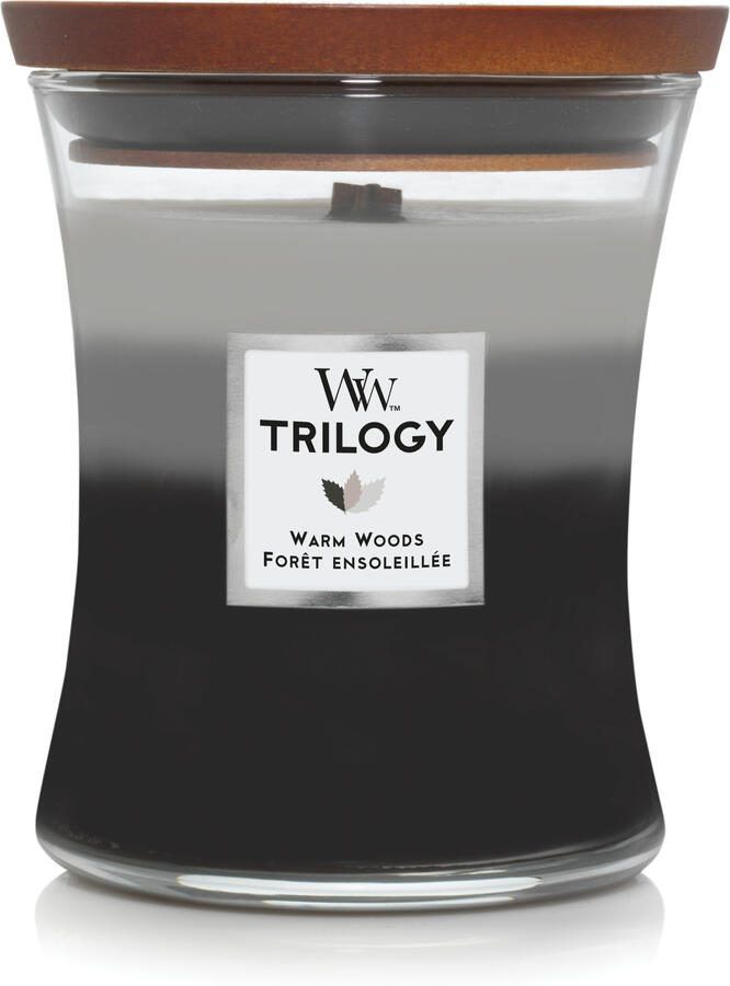 Woodwick Geurkaars Medium Trilogy Warm Woods 11 cm ø 10 cm