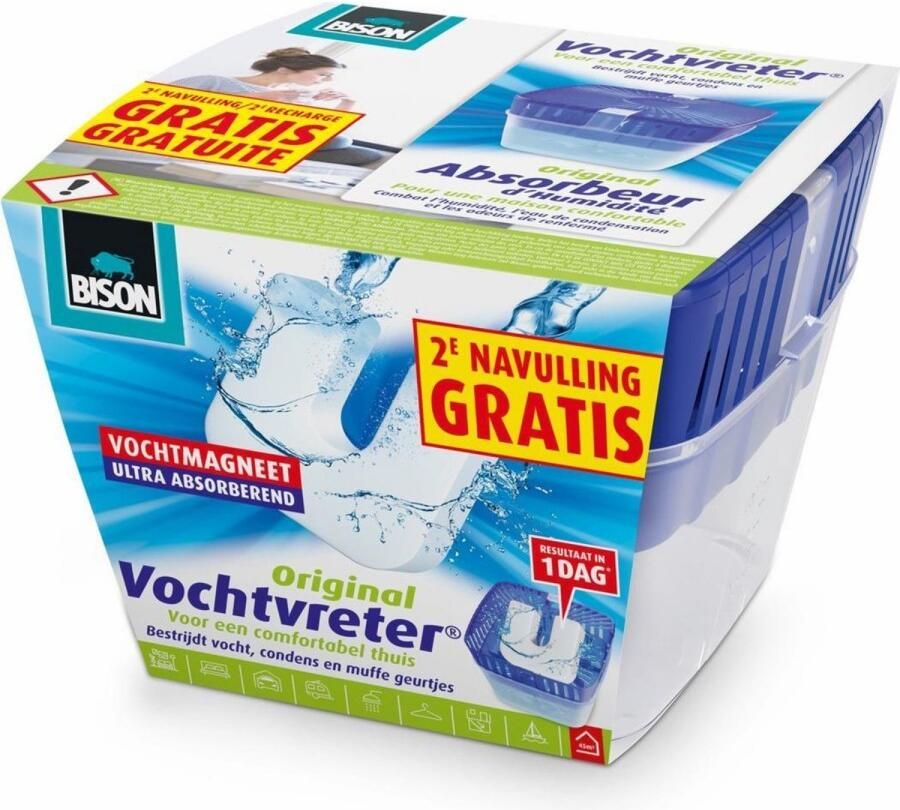 Bison vochtvreter vochtvanger vochtmagneet 450 gram met extra navulling Vochtopnemers - Foto 2