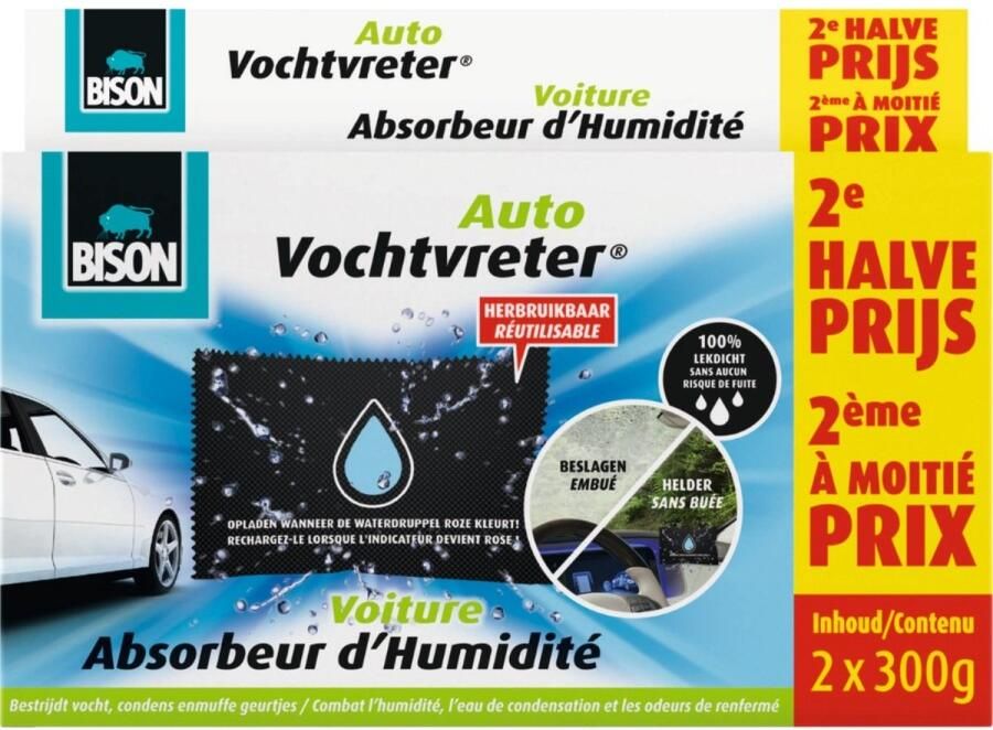 Bison Auto vochtvreter herbruikbaar 2-pack