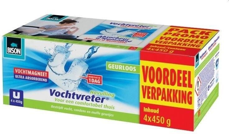 Bison Vochtvreter Magneet Refill 450g Natural A4 4 Stuks