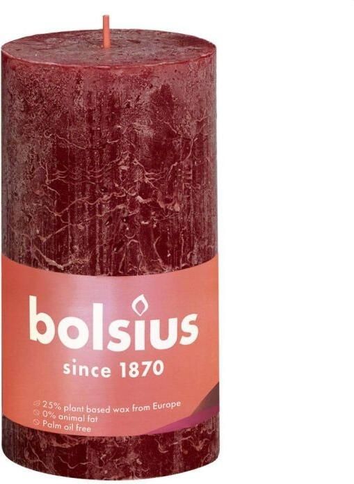 Bolsius Stompkaars Velvet Red Ø68 mm Hoogte 13 cm Donkerrood 60 branduren - Foto 2