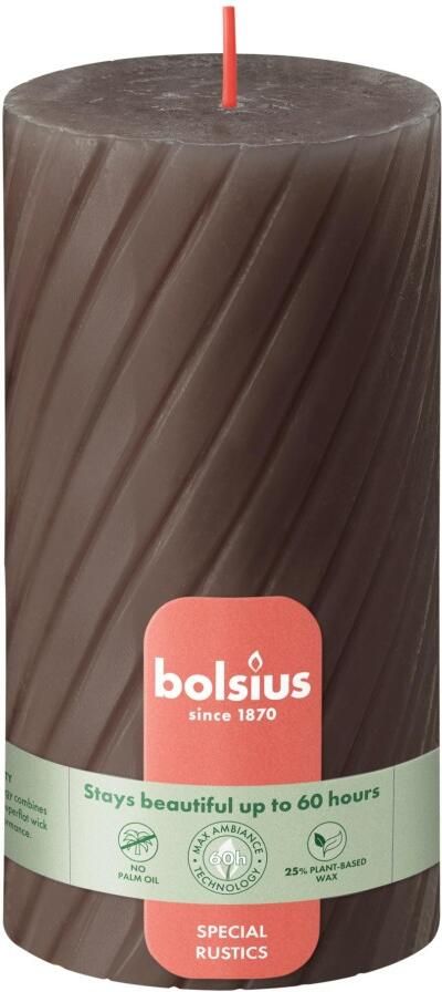 Bolsius Rustiek Twist Stompkaars 130 68 Rustic Taupe