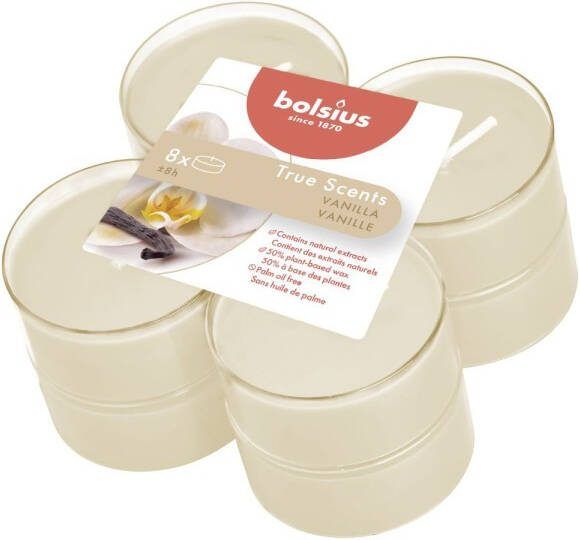 Bolsius Maxilicht geur 8 stuks True Scents 117x117x45 Vanilla