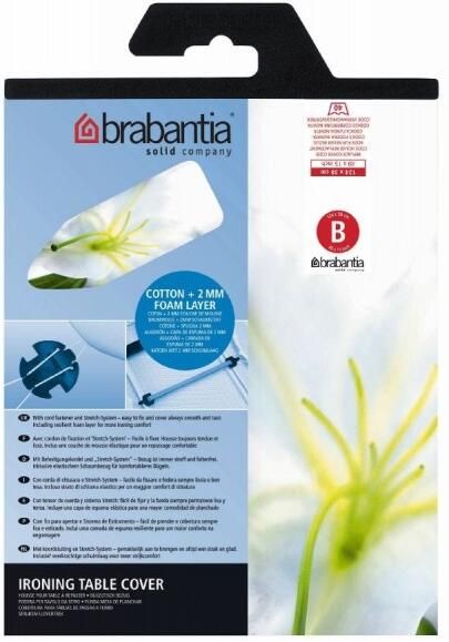 Brabantia strijkplankhoes B 124x38cm 2mm schuim