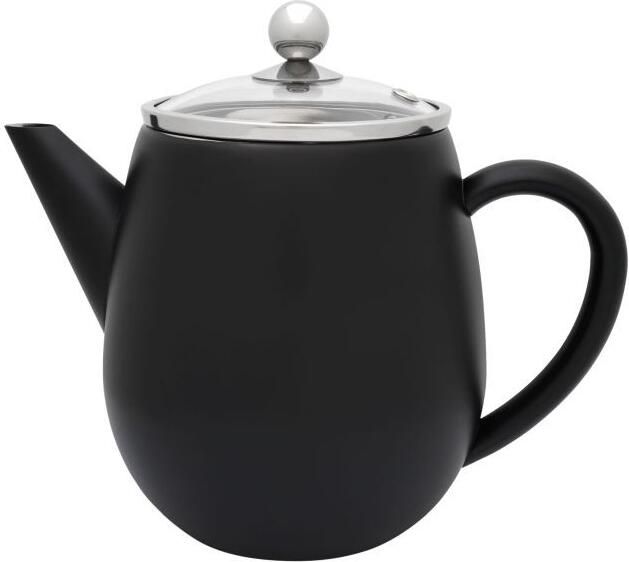 Bredemeijer Theepot Duet Eva 1 1L mat zwart met filter Dubbelwandig