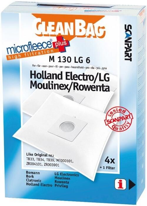 Cleanbag stofzuigerzakken 4 stuks Geschikt voor HE Sweefty LG Moulinex Accessimo Compacteo Ergo Zelio Rowenta Compacteo Ergo Power Space TB33 TB34 TB39 MT000101 ZR004101 ZR003901 Inclusief 1 filter Alternatief