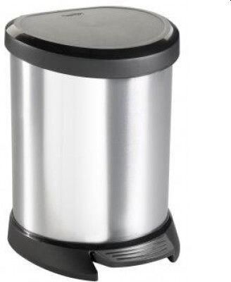 Curver decobin pedaalemmer ovaal 5 liter + binnenemmer zilver metallic