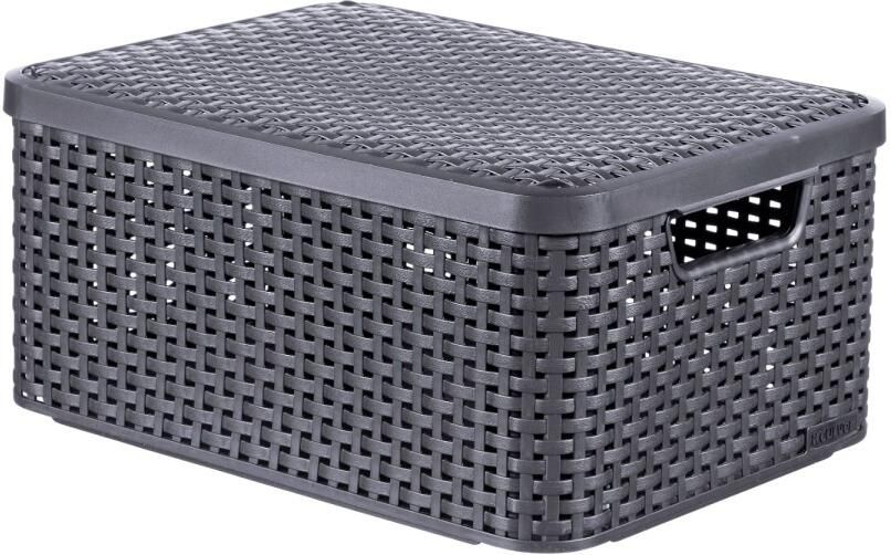 Curver Rattan Style Opbergmand M 22 liter Met Deksel Antraciet