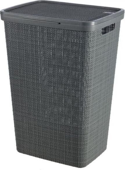 Curver Jute Wasmand met deksel 58L – Donkergrijs Recycled Kunststof