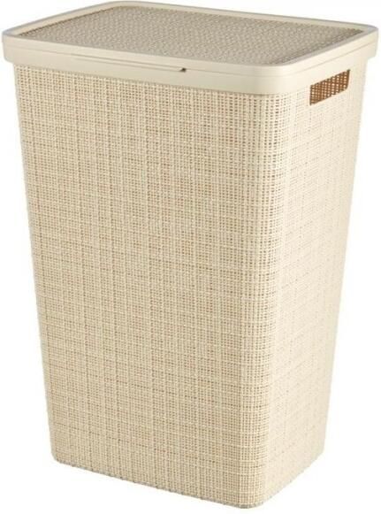 Curver Jute Wasmand met deksel 58L Gebroken wit Recycled Kunststof