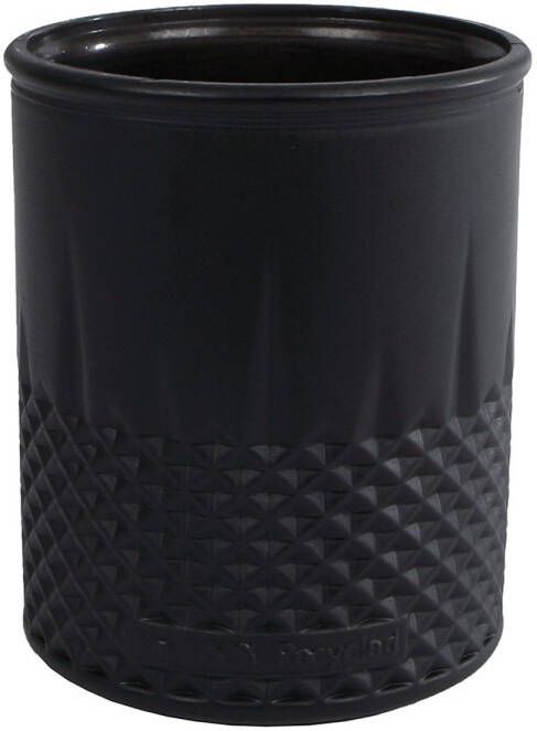 Coppens Vaas "Diamond" theel. mat zwart glas 9x9x10 5cm