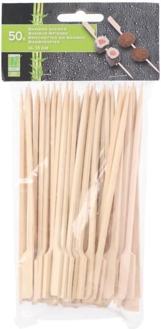 Merkloos Hapjes sate prikkers spiesjes bamboe hout 50x stuks 15 cm amuse bbq feestje prikkers (sate)