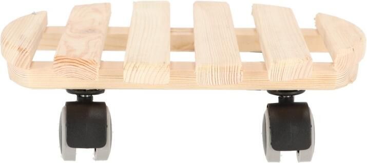Esschert Design ronde indoor L plantentrolley (Kleur: blank hout zwart grijs)