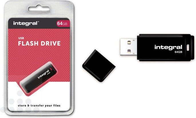 Integral USB 2.0 stick 64 GB zwart