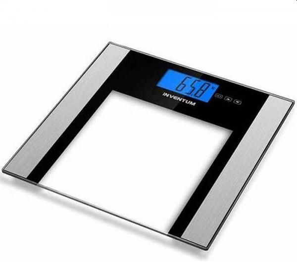Inventum PW708ZW Personenweegschaal Digitaal Lichaamsanalyse 10 gebruikers Tot 180 kg Inclusief batterijen Gehard glas Transparant Zwart RVS
