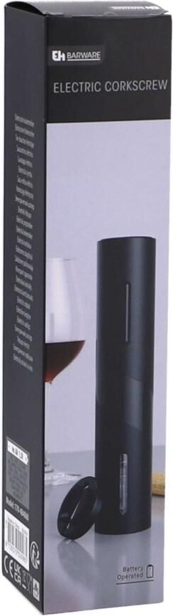 Excellent Houseware Zwarte elektrische wijnflesopener kurkentrekker 20 cm elektrische kurkentrekker- Barbenodigdheden Flessen openen Wijnflesopener Kurkentrekker wijn