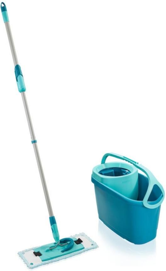 Leifheit Vloerwisserset Clean Twist M Ergo praktische verzonken greep brede opening aan het handvatten en uitgiet-hulp zorgen voor schoon en licht legen van de emmer (6 liter) (set)
