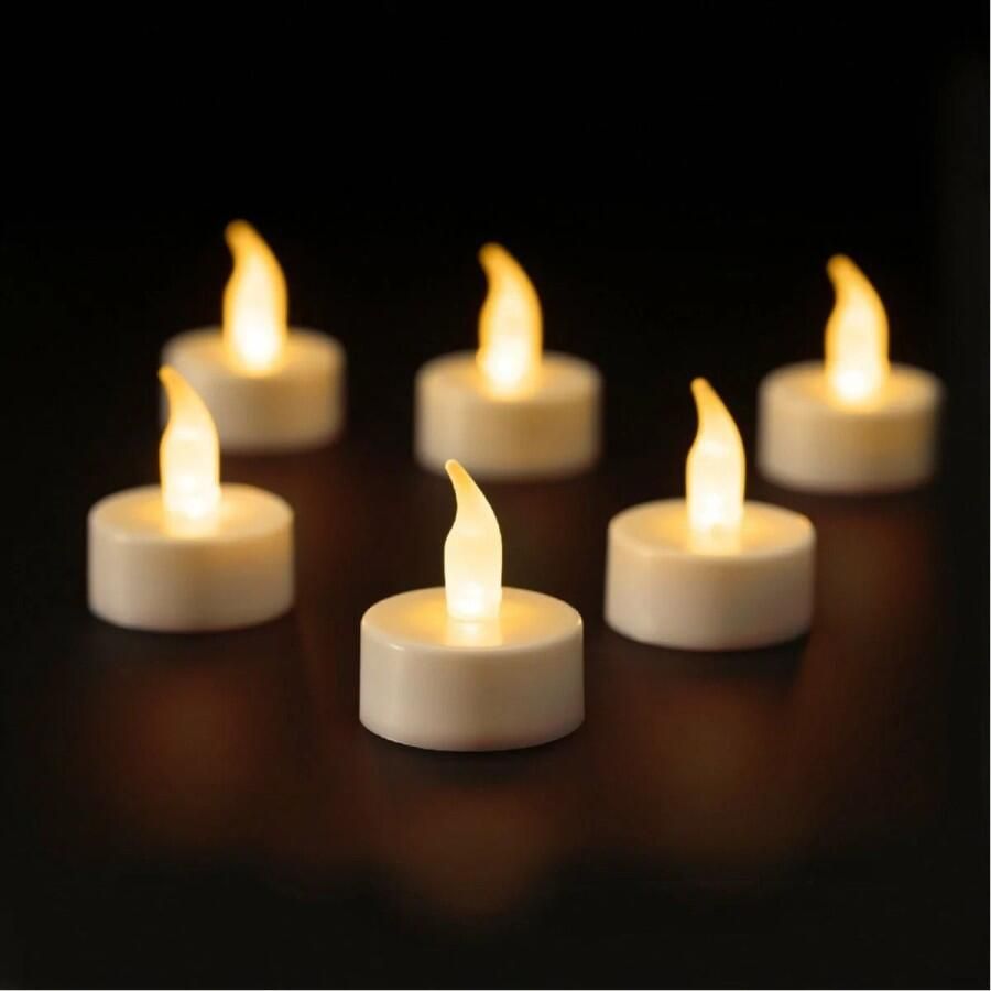 Lumineo LED kaarsjes theelichtjes 6x stuks wit afstandsbediening LED kaarsen - Foto 3