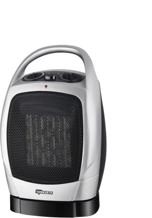 Termozeta Ventilatorkachel Oscillerende Luchtverhitter 1500 Watt Ventilator 2 Standen Warmte Overhittingsprotectie Zilver