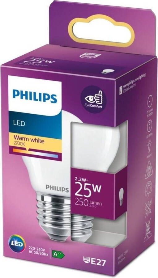 Philips Ledlamp E27 25W 250Lm Kogel Mat