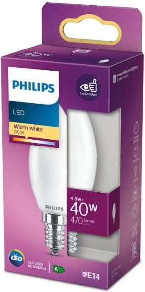 Philips LED lamp E14 4 3W 470Lm kaars mat