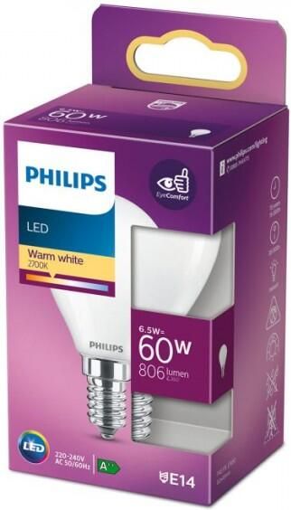 Philips LED lamp E14 6 5W 806Lm kogel mat