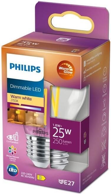 Philips Ledfilamentlamp Peertje Classic D4 5cm Dimbaar Warm Wit E27 2 5w