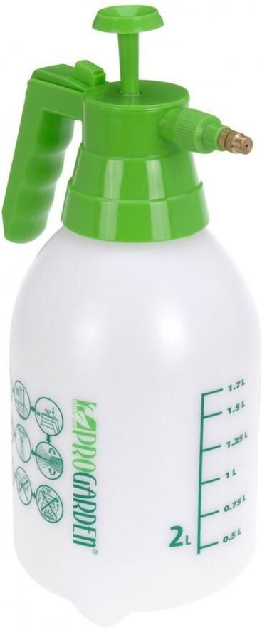 Pro Garden Drukspuit plantenspuit met hand pomp wit groen 2 liter Waterverstuiver Plantensproeier
