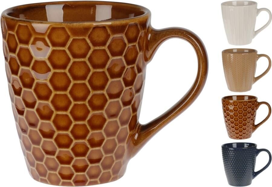 Excellent Houseware Beker aardewerk 200ml (1 stuk) assorti