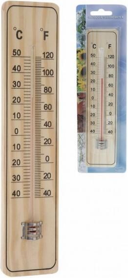 Pro Garden Binnen buiten thermometer hout 22 5 x 5 cm Temperatuurmeters - Foto 3