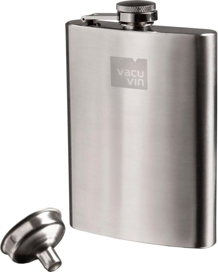 Vacu Vin Heupfles met trechter RVS Zilver 240 ml