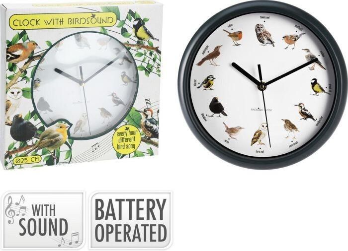 H&S Collection Wandklok met vogelgeluiden 25 cm