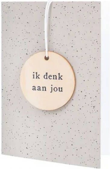 Zusss Wenskaart met houten tag ik denk aan jou zand