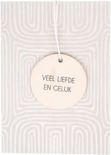 Zusss Wenskaart met houten tag veel geluk en liefde zand