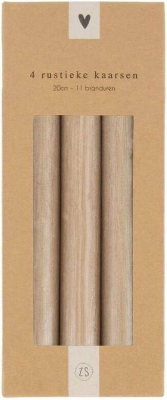 Zusss 4 Rustieke Kaarsen 20cm Kaki