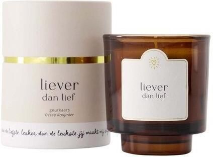 Zusss Geurkaars Glas Koker Liever Dan Lief Off White