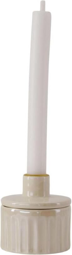 Zusss Kandelaar Keramiek Parelmoer Ribbel Met Deksel Zand