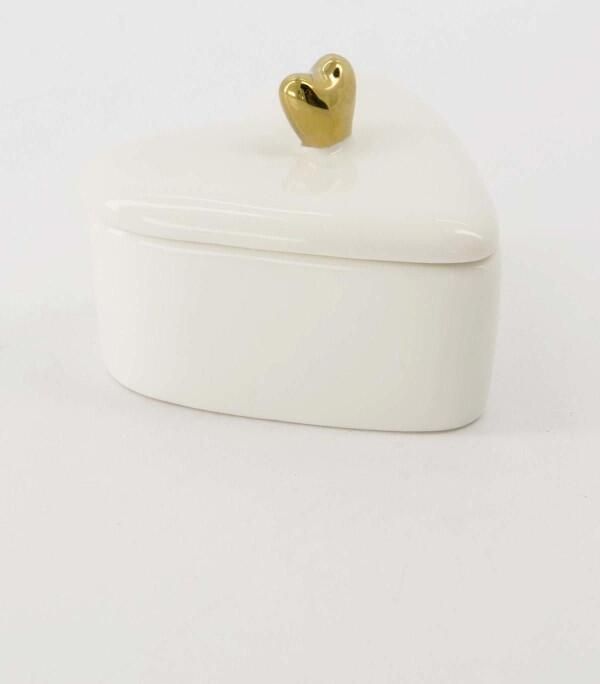 Zusss Keramiek Bewaarpot Hartvorm Wit goud