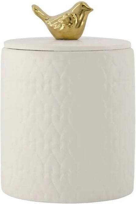 Zusss Keramieken Geurkaars Met Deksel Vogel Structuur Hartje