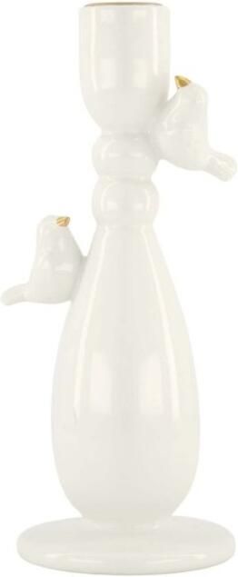 Zusss Keramieken Kandelaar Vogeltjes Wit goud