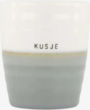 Zusss Koffiemok Kusje Grijsblauw Wit