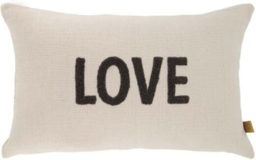 Zusss Kussen Love 50x30cm Antraciet ecru